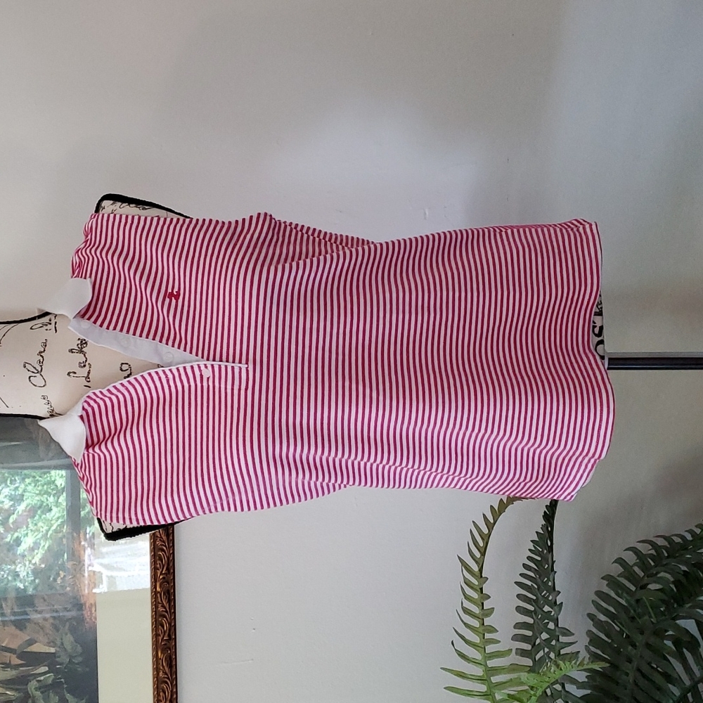 Izod pink and white sleeveless polo